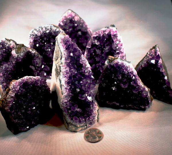 Richly Colored Amethyst Clusters with Cut Base