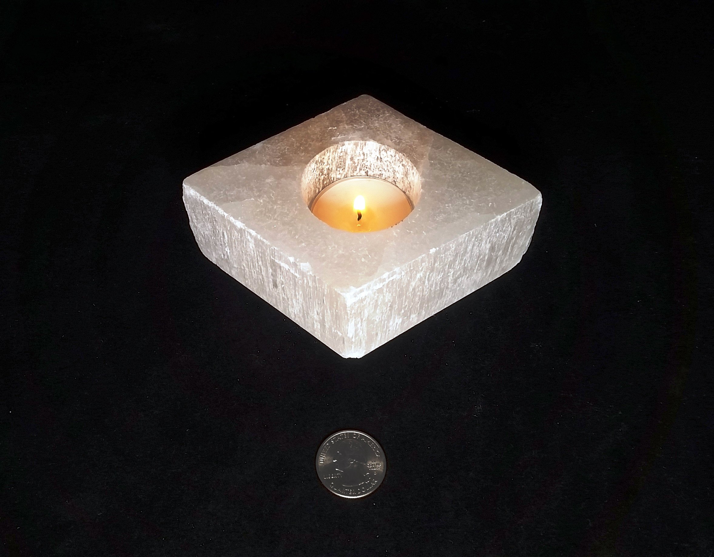 An amazing stone of cleansing and clearing, Selenite naturally dispels negative energy, removes energy blocks, and charges and amplifies other stones. Never needing clearing of its own, it is a must-have in your home.   These glowing and gorgeous Selenite candleholders will supercharge and cleanse you and your home with color, light, and high vibrations. (Add a rainbow light-changing box to truly enhance the beauty of your Selenite!)