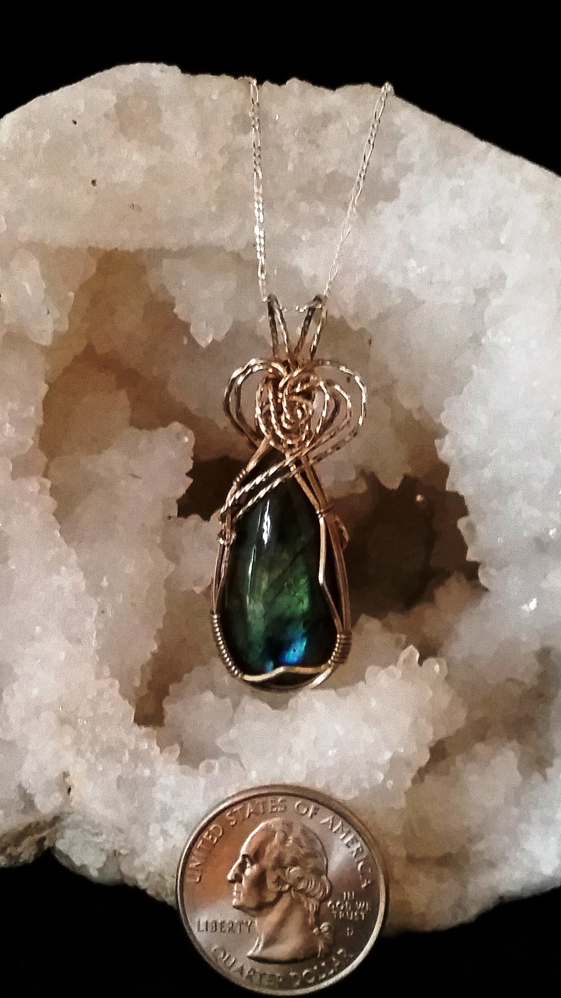 Labradorite, the iridescent stone of transformation, spiritual expansion, and intuition, can also strengthen your willpower and spiritual focus. Its energies can give you a sense of purposefulness, and it will help you develop new ideas or find joy and enthusiasm in what you are doing.