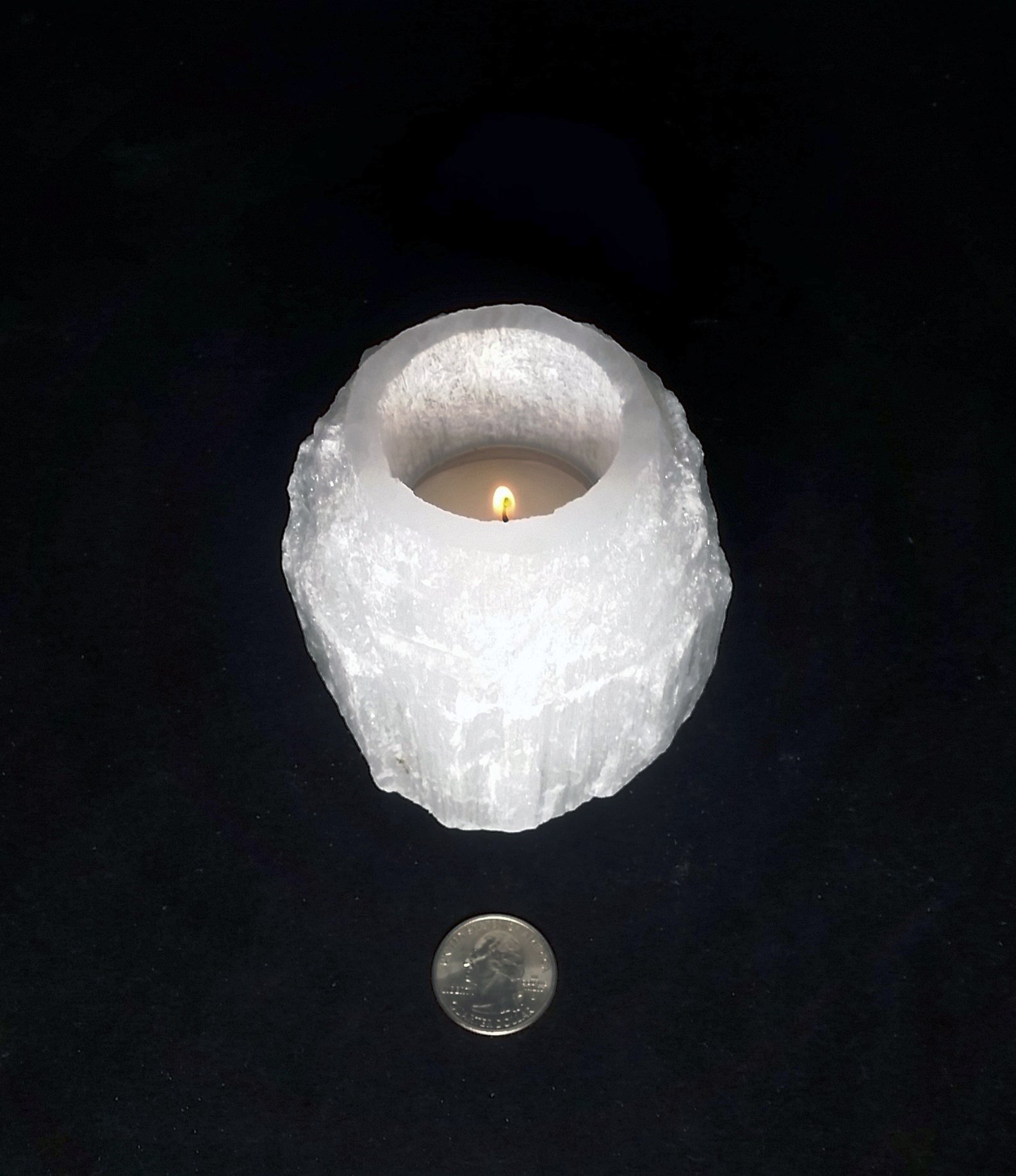 An amazing stone of cleansing and clearing, Selenite naturally dispels negative energy, removes energy blocks, and charges and amplifies other stones. Never needing clearing of its own, it is a must-have in your home.   These glowing and gorgeous Selenite candleholders will supercharge and cleanse you and your home with color, light, and high vibrations.