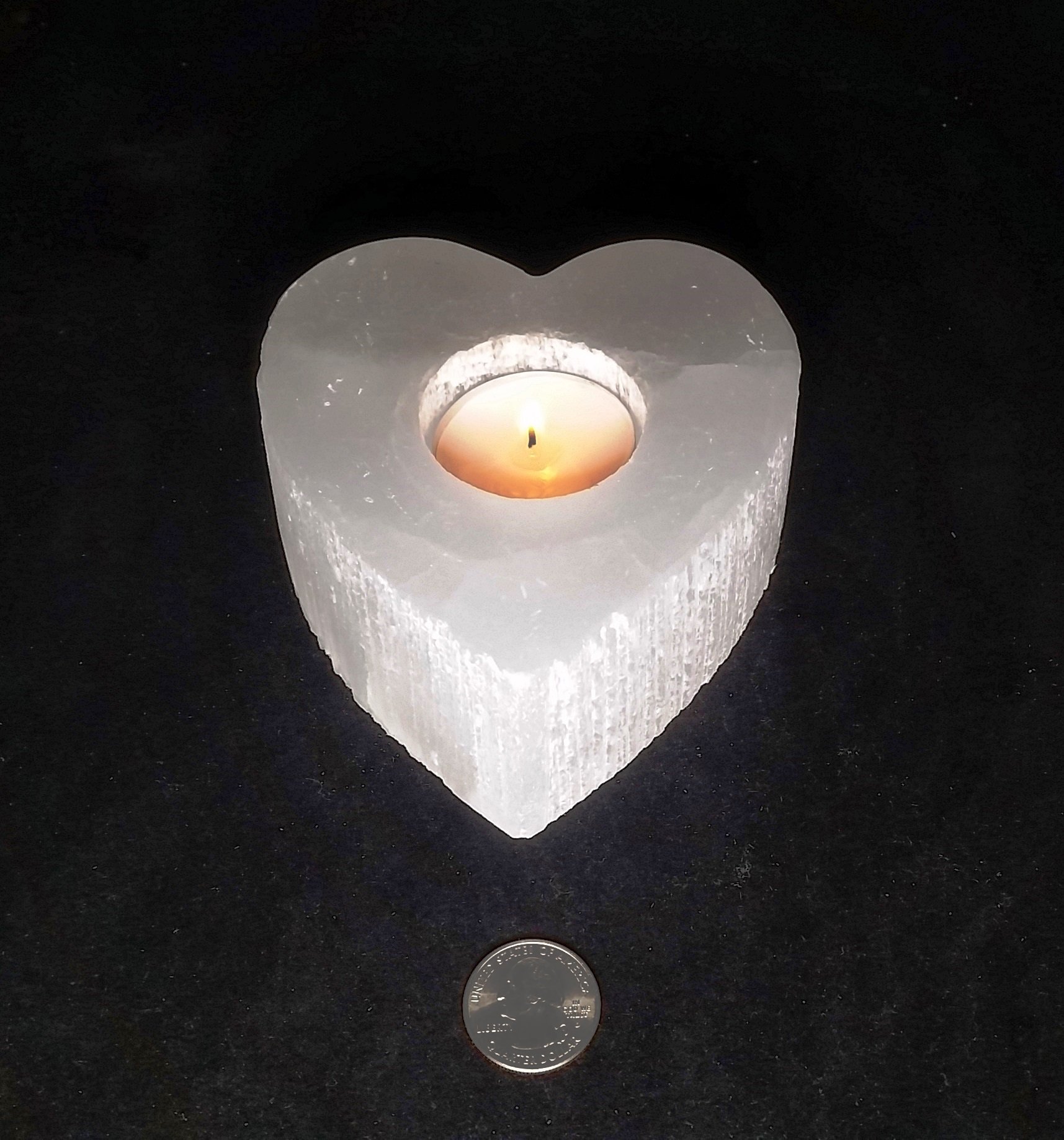 An amazing stone of cleansing and clearing, Selenite naturally dispels negative energy, removes energy blocks, and charges and amplifies other stones. Never needing clearing of its own, it is a must-have in your home.   These glowing and gorgeous Selenite candleholders will supercharge and cleanse you and your home with color, light, and high vibrations.  a rainbow light-changing box!